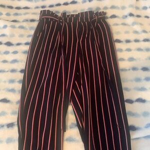 Size: S 
color: Dark blue striped with white and black